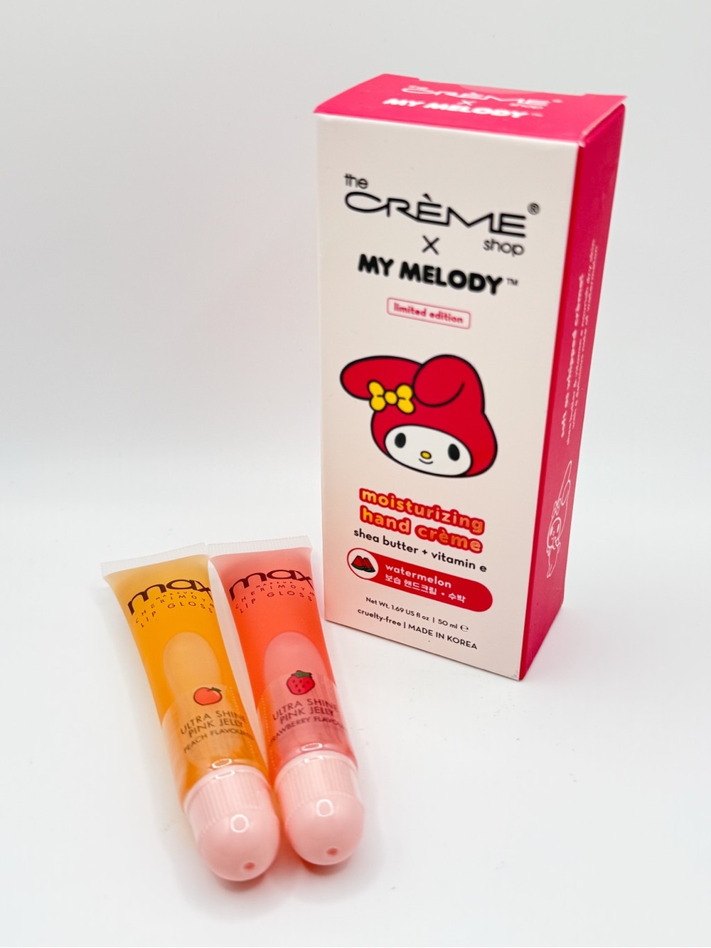 My Melody Watermelon Hand Cream + 2 Fruity Lip Glosses Gift Set